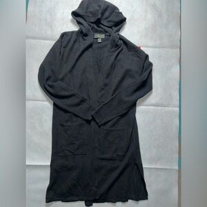 Charter club cashmere black hooded long cardigan size XS